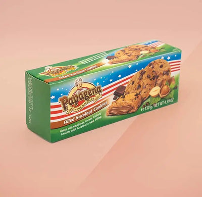 Papagena Choco Chip Cookies mit Haselnusscremefüllung - 130g
